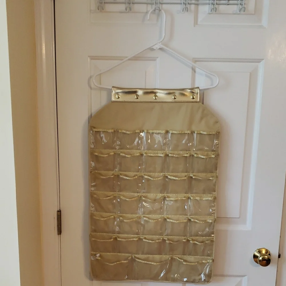 Jewelry Organizer- Gold Hanging Double Sided (66 Pockets) By Lilian Vernon